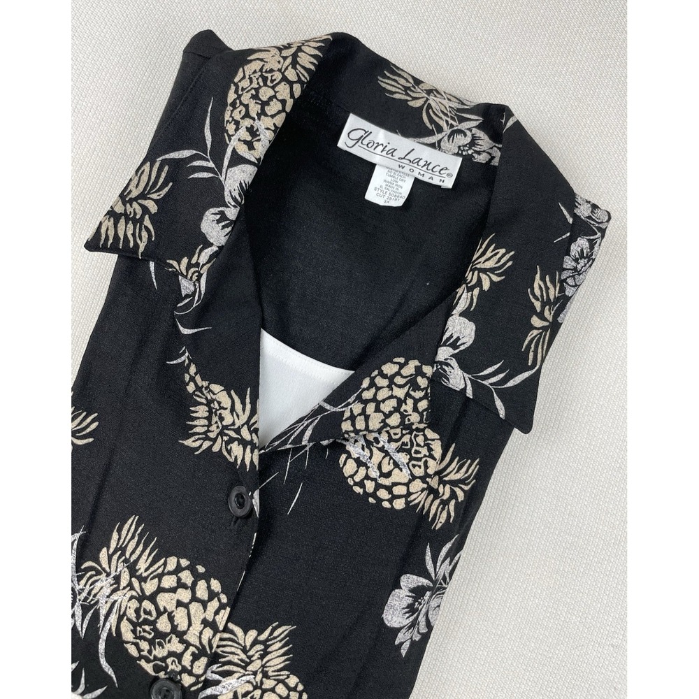 Gloria Lance Woman Two Fer Blouse Set 3X NWT Button Up Top Tropical Resort